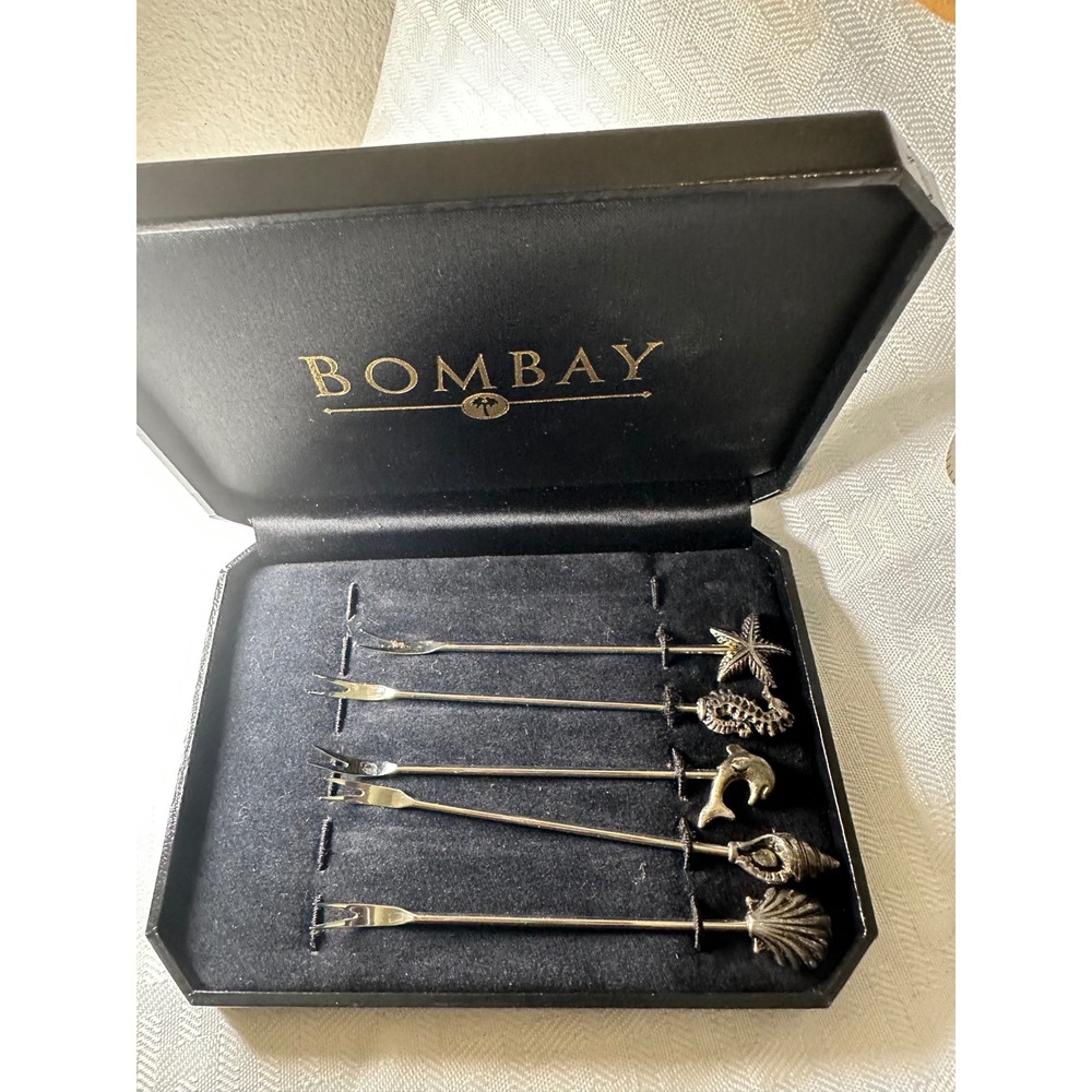Bombay Company Nautical Sea Life Appetizer Cocktail Fork Set of 5 with Box 2001